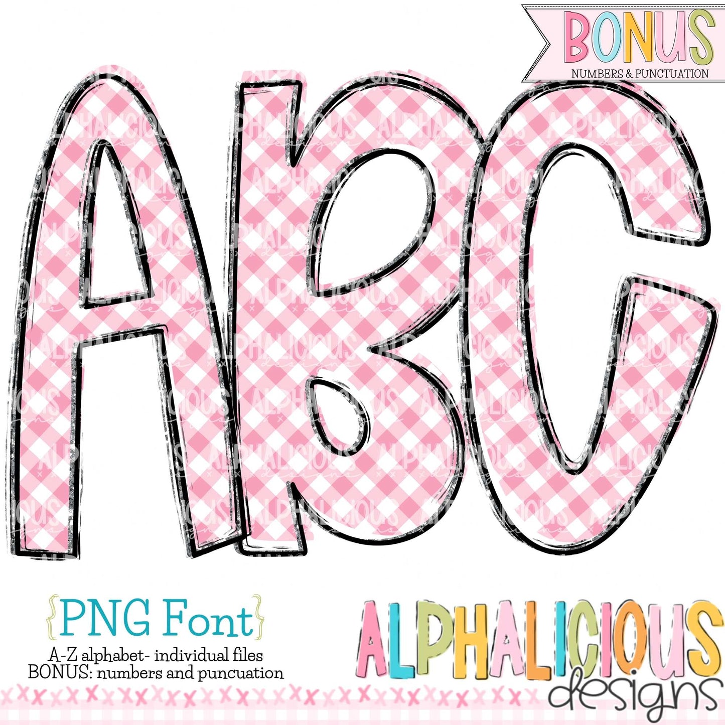 Ava Kate PNG Font- SM Diag Gingham- Pink