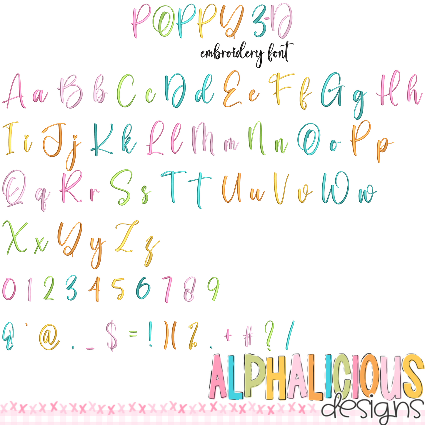 Poppy 3-D Embroidery Font