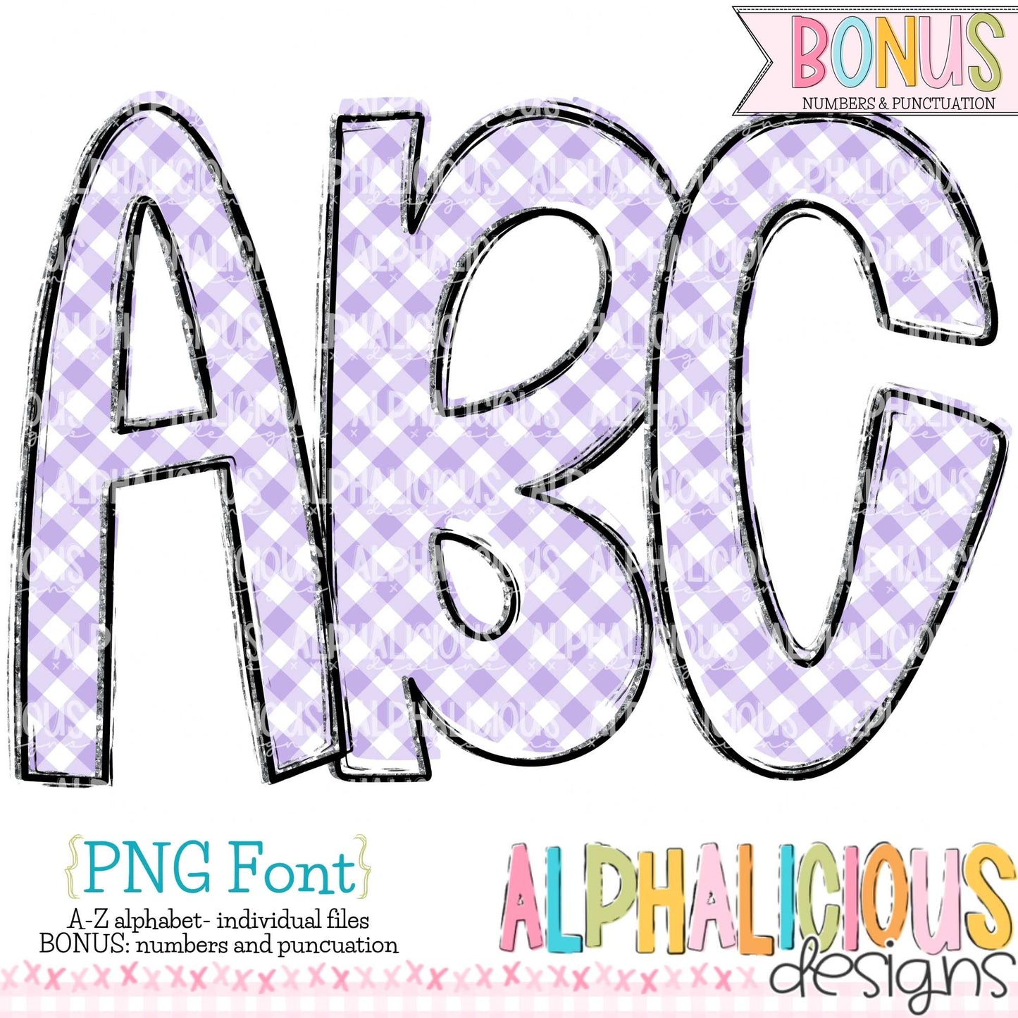 Ava Kate PNG Font- SM Diag Gingham- Purple