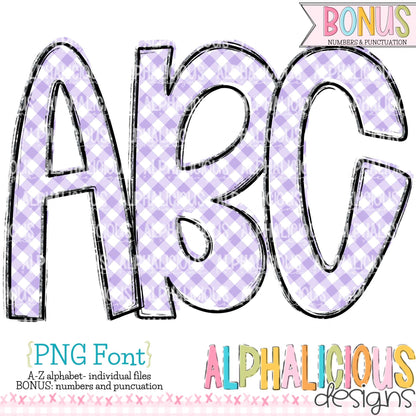 Ava Kate PNG Font- SM Diag Gingham- Purple