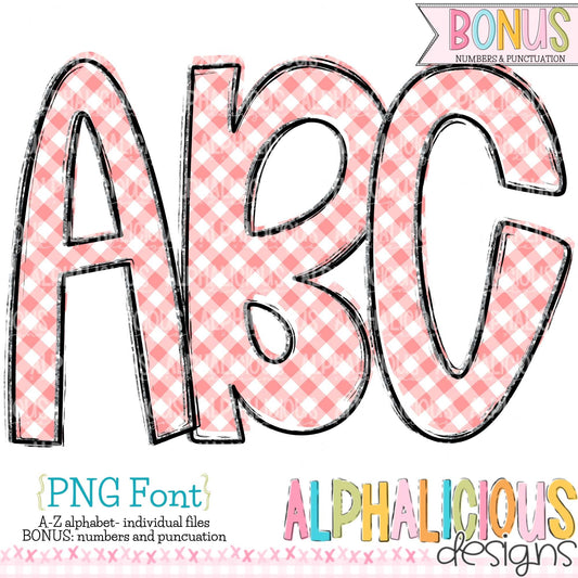 Ava Kate PNG Font- SM Diag Gingham- Red
