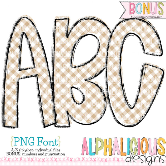 Ava Kate PNG Font- SM Diag Gingham- Tan