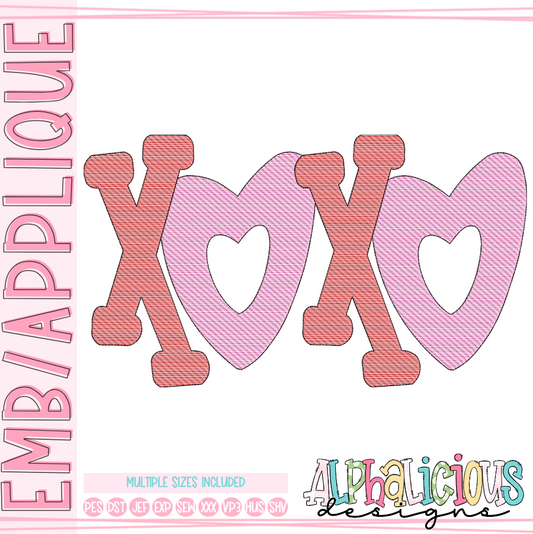 Valentine's XOXO- Embroidery- Sketch