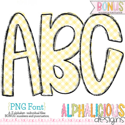 Ava Kate PNG Font- SM Diag Gingham- Yellow