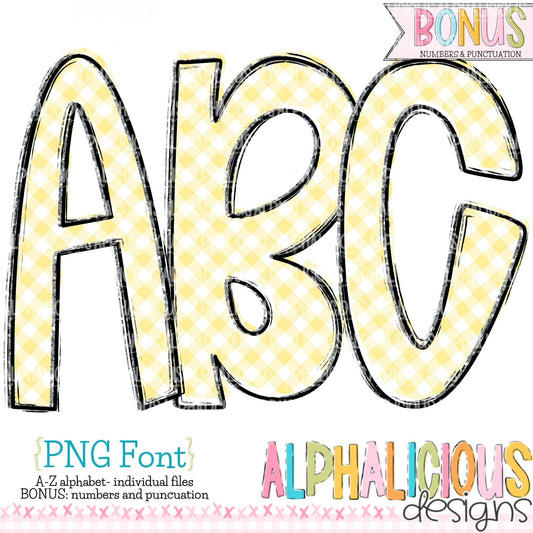 Ava Kate PNG Font- SM Diag Gingham- Yellow