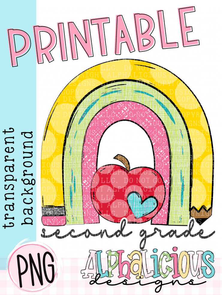 Rainbow with Pencil- BIG Bundle- Printable PNG