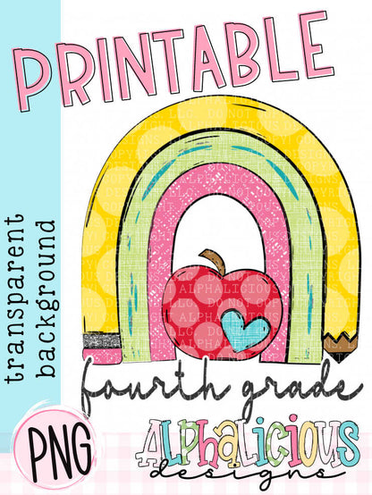 Rainbow with Pencil- BIG Bundle- Printable PNG