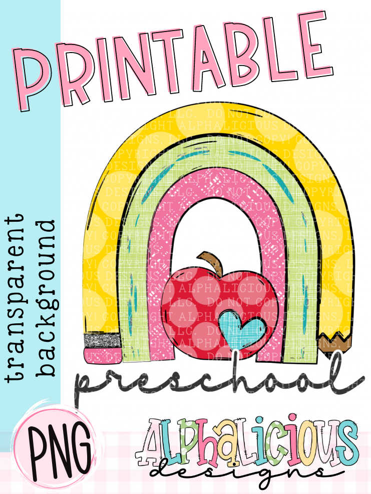 Rainbow with Pencil- BIG Bundle- Printable PNG