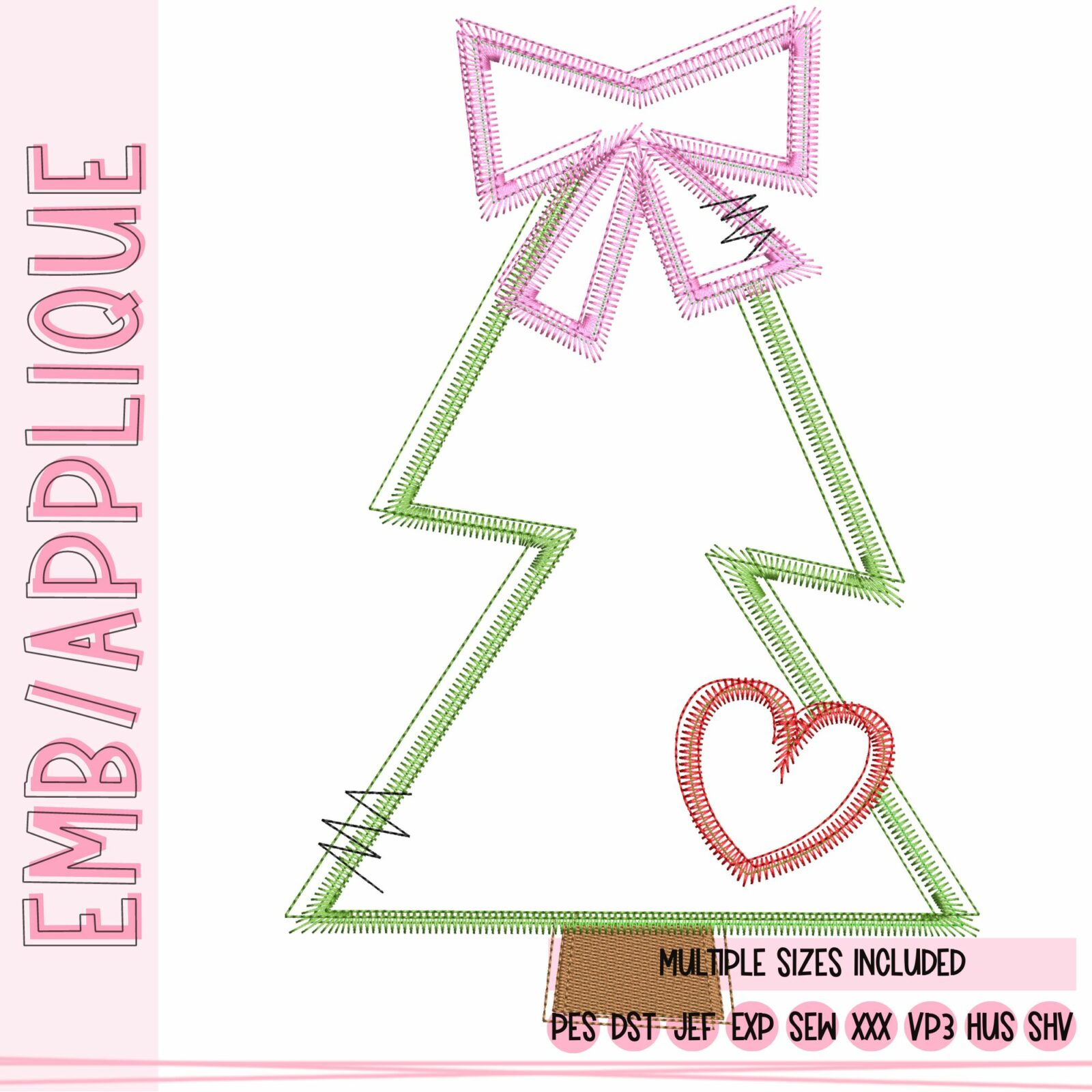 Funky Trees with Bow and Heart - Zigzag – Alphalicious Designs