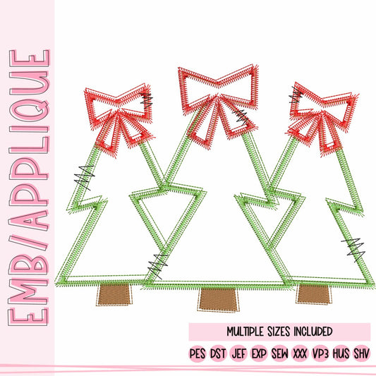 Funky Trees with Bow - Three In A Row - Zigzag