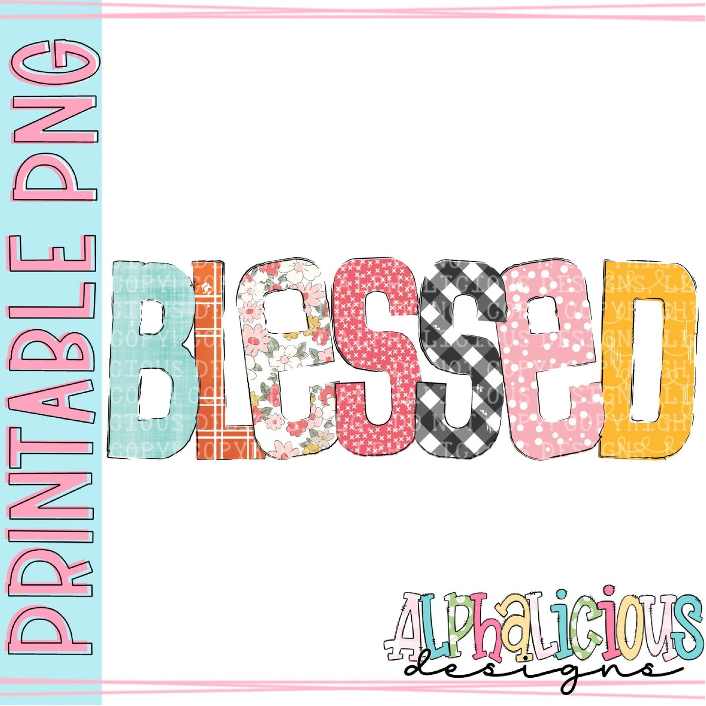 Blessed - Fall Floral - Printable PNG