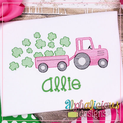 Farm Tractor with Shamrocks- Sketch