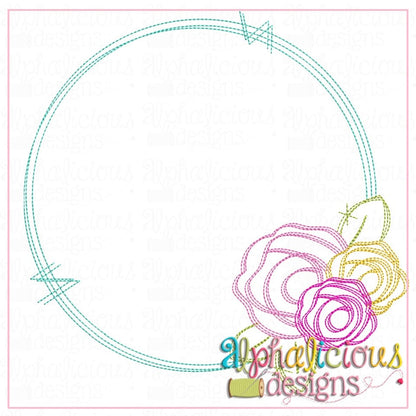 Circle Frame with Roses-Scribble