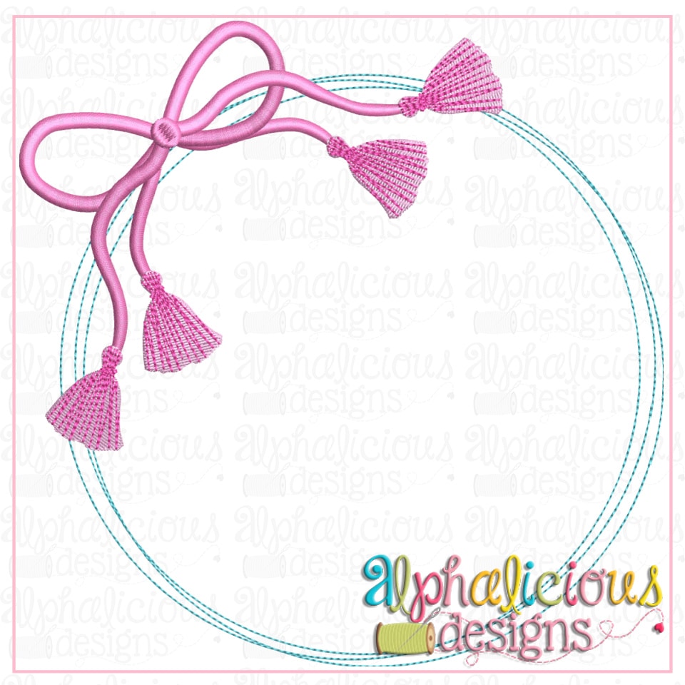 Circle Frame with Bow and Tassels- Embroidery