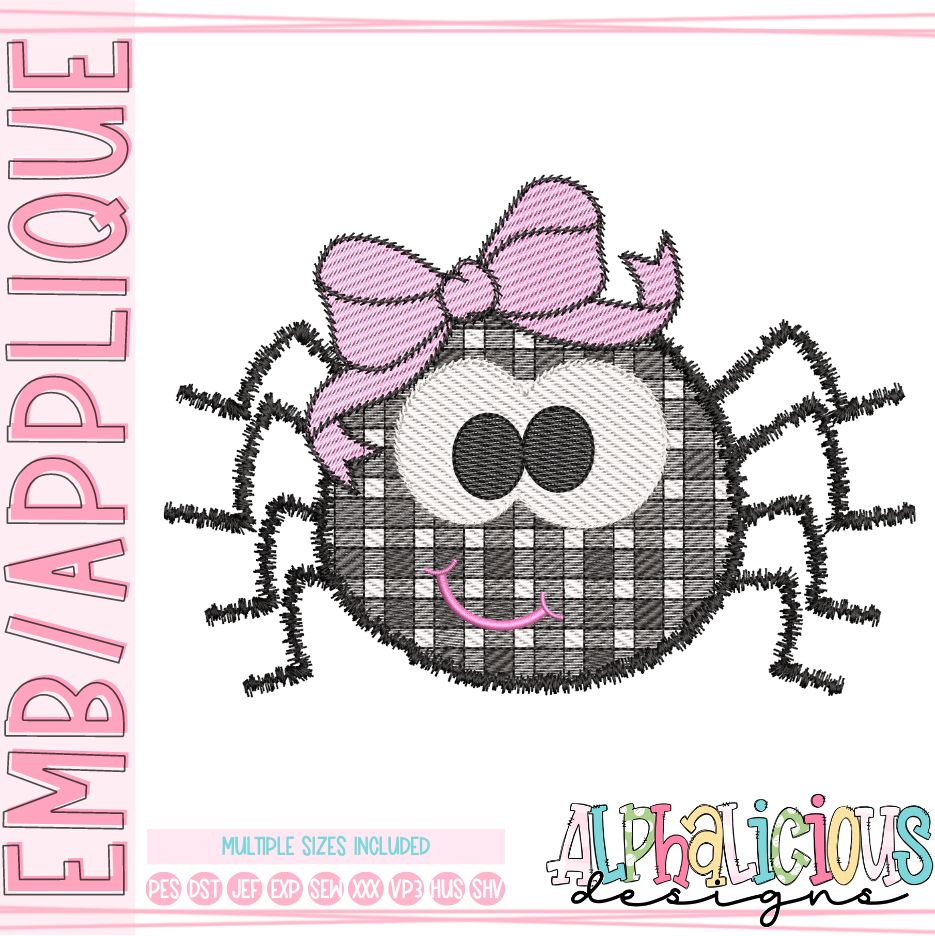 Gingham Spider with Bow - Sketch