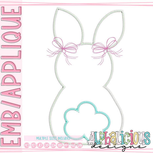 Bunny with Pigtail Bows - Zig zag