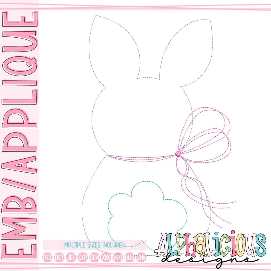 Simple Bunny with Neck Bow - Triple Bean