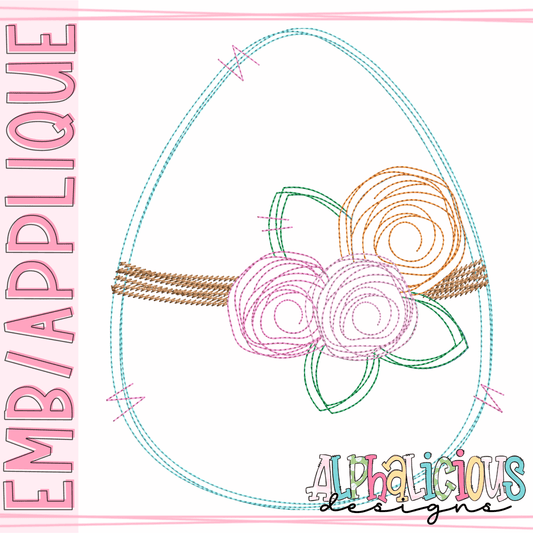 Egg with tied Flowers- Scribble