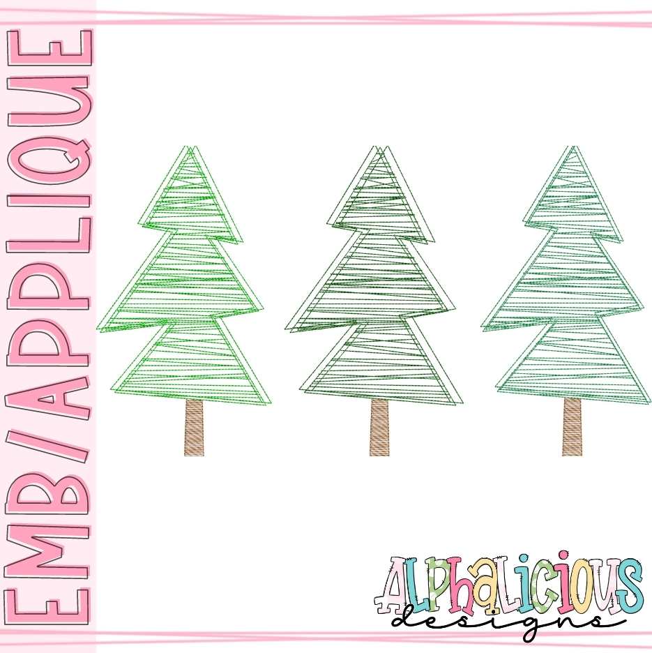 Simple Holiday Trees - Three in a Row - Scribble