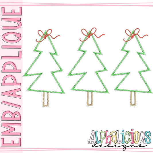 Simple Holiday Trees with Bow - Three in a Row - ZigZag
