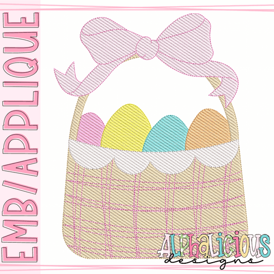 Basket with Bow- Eggs- Sketch