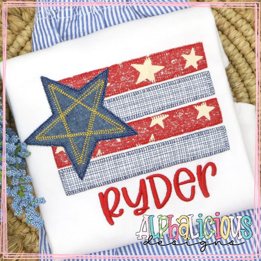 Flag with Scribble Star- Blanket