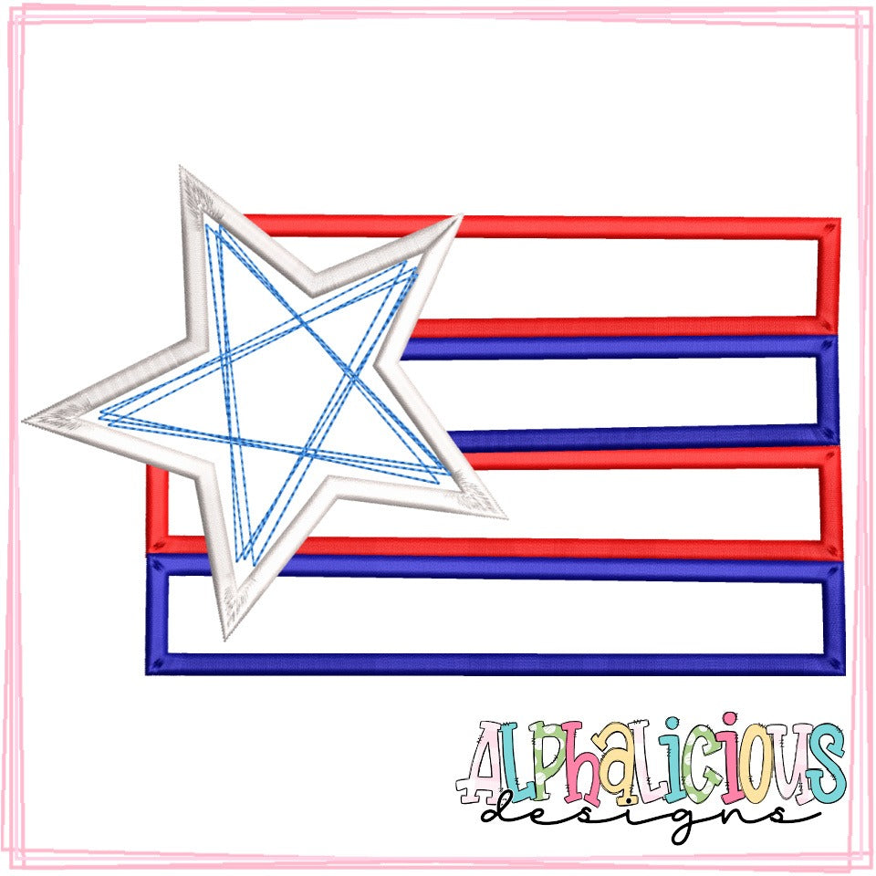 Flag with Scribble Star- Satin