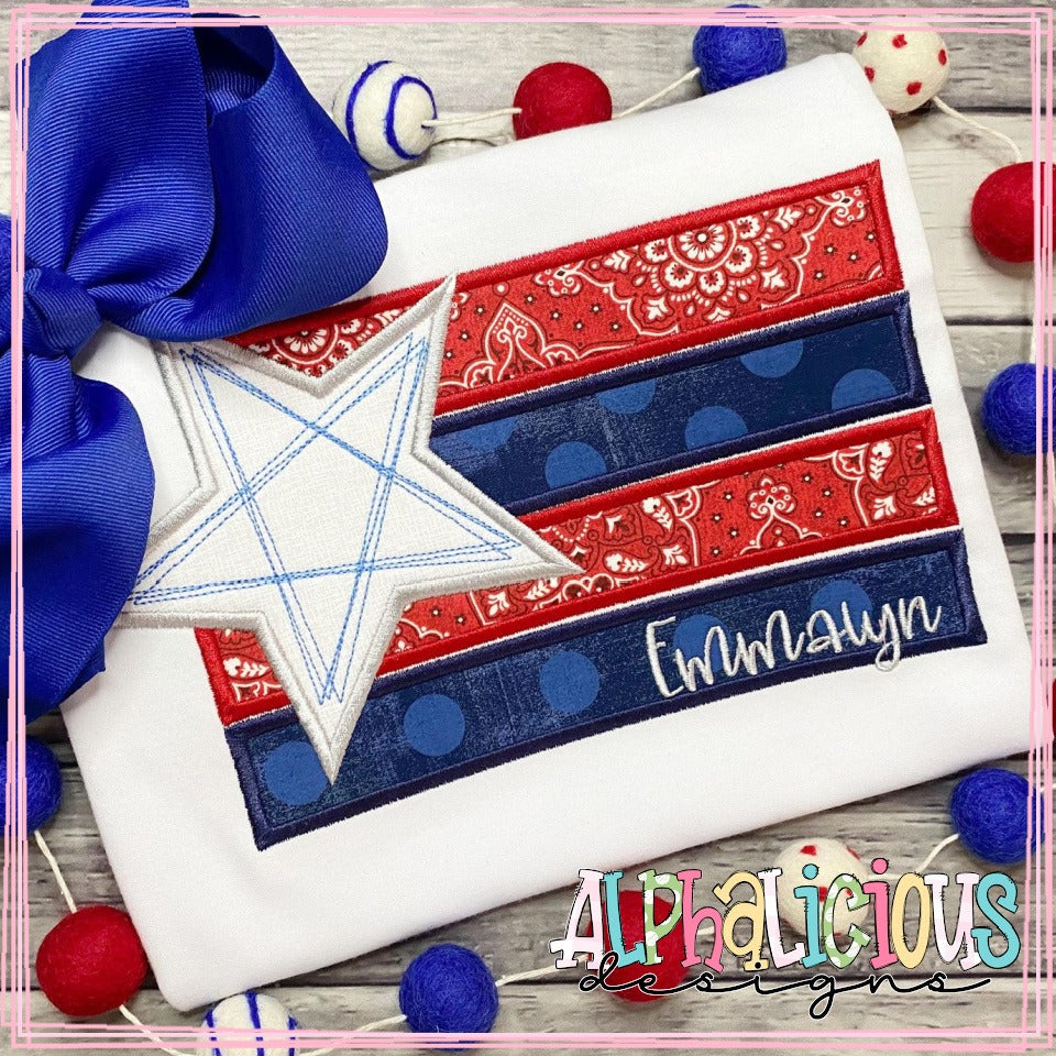 Flag with Scribble Star- Satin