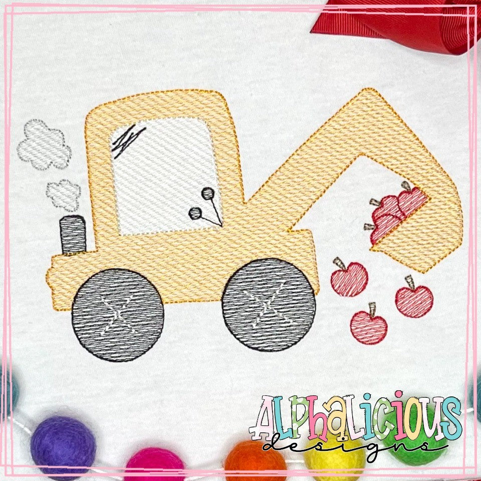 Funky Backhoe with Apples - Sketch