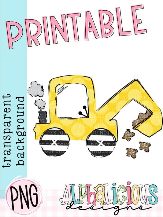 Funky Backhoe with Dirt - Black Stripe - Printable PNG