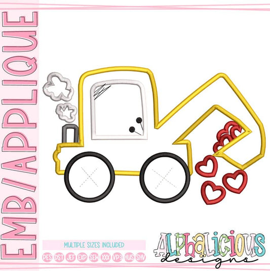 Funky Backhoe with Hearts - Satin