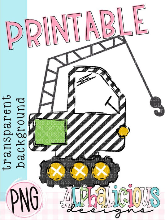 Funky Crane - Black Stripe - Printable PNG