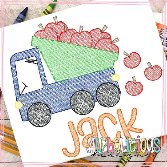 Funky Dump Truck with Apples - Sketch