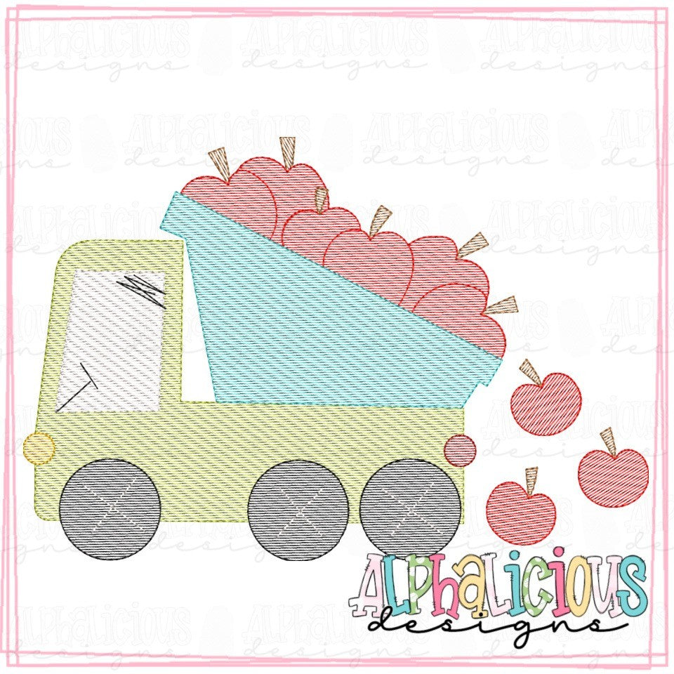 Funky Dump Truck with Apples - Sketch