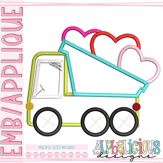 Funky Dump Truck with Hearts - Satin