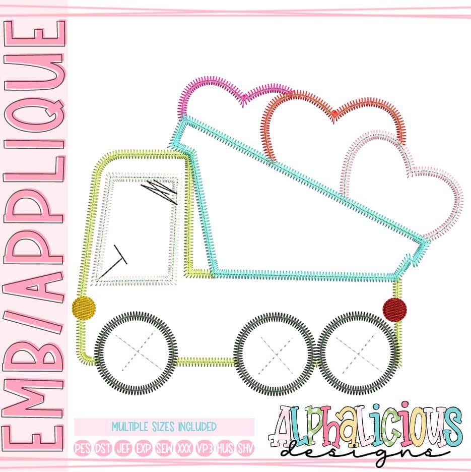 Funky Dump Truck with Hearts - Zig zag