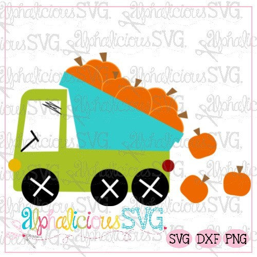 Funky Dump Truck with Pumpkins - SVG