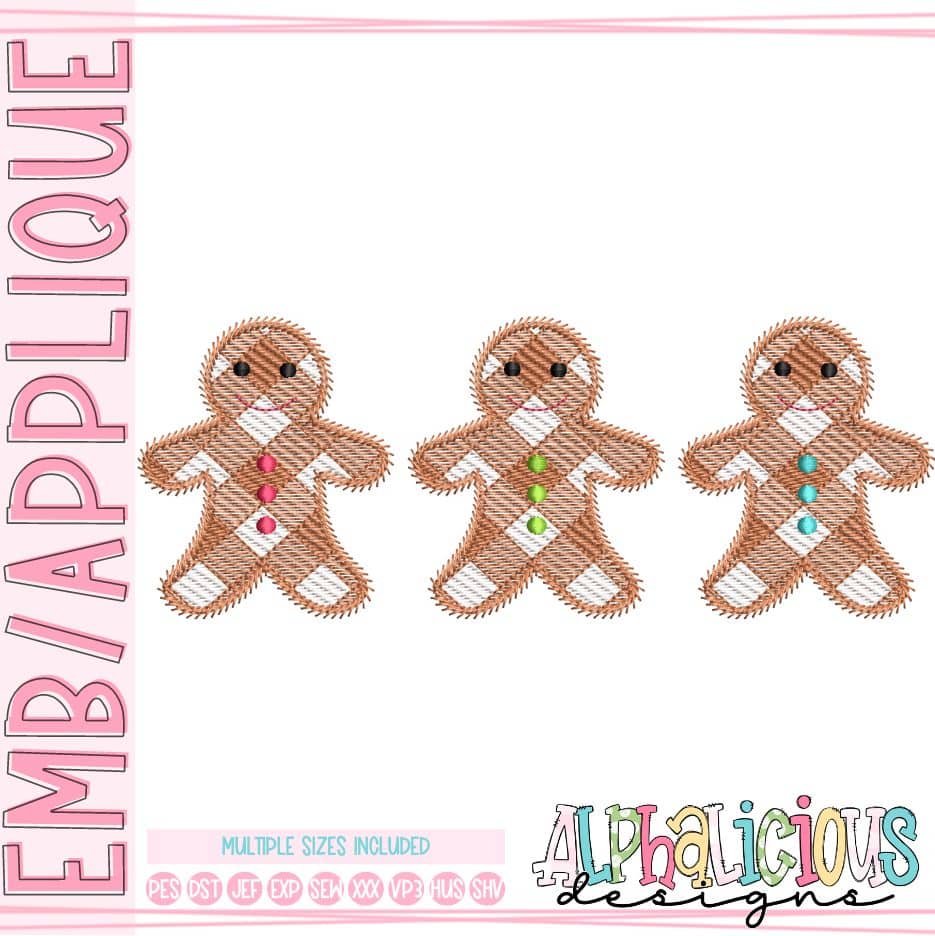 Gingerbread Man - Gingham - Three In A Row