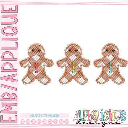 Gingerbread Man - Gingham - Three In A Row