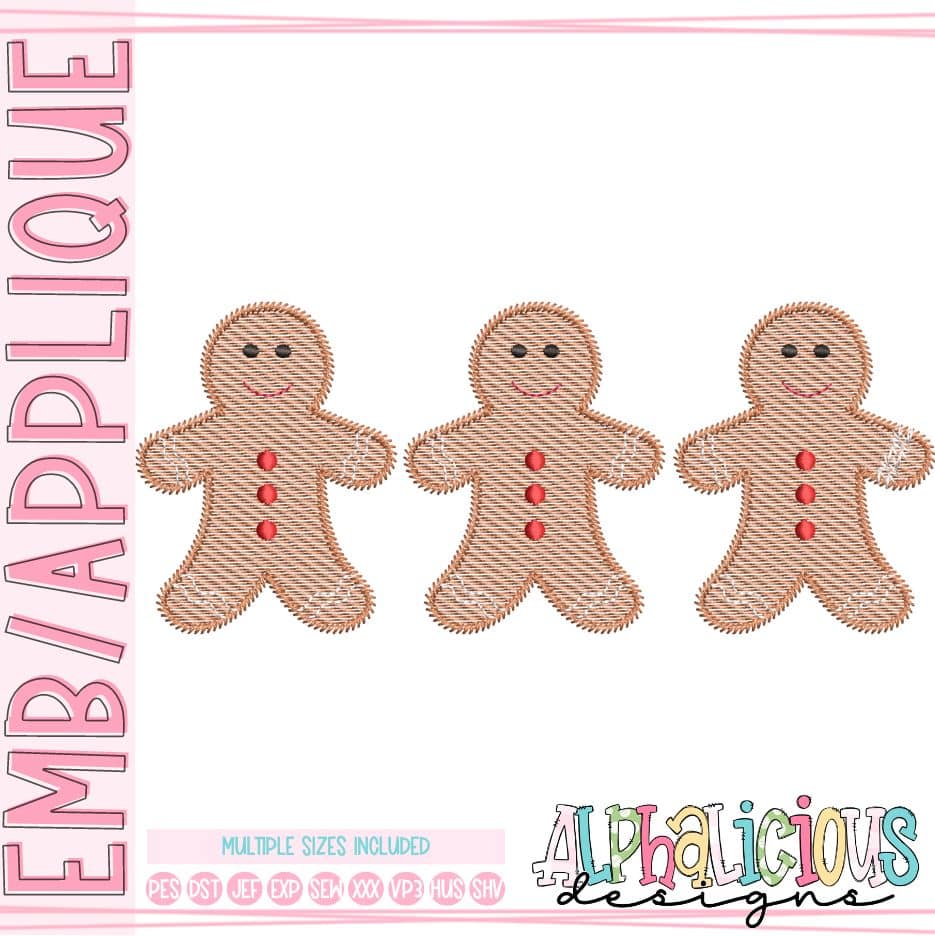 Gingerbread Man Row Pattern Gingerbread Man - Three In A Row - Sketch – Alphalicious Designs