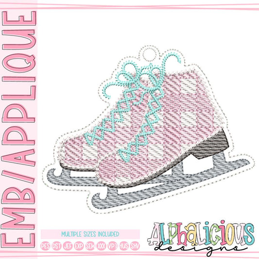 Gingham Ice Skates Ornament