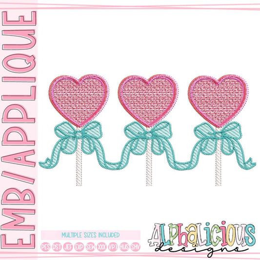 Heart Pops with Bow - Motif