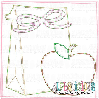 Lunch Bag with Apple and Bow - Blanket