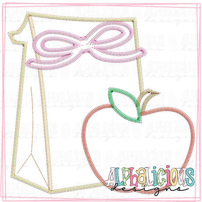 Lunch Bag with Apple and Bow - ZigZag