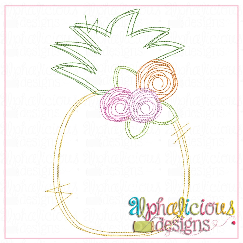 Pineapple with Flowers- Scribble