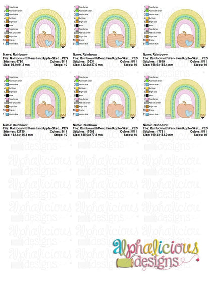Rainbow with Pencils and Apple - Sketch