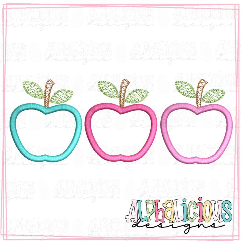 Sassy School Apple Bunch Three In A Row - Satin