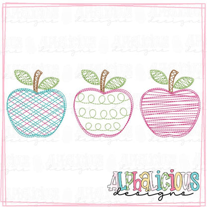 Sassy School Apple Bunch Three In A Row - Scribble
