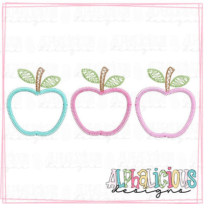 Sassy School Apple Bunch Three In A Row - ZigZag