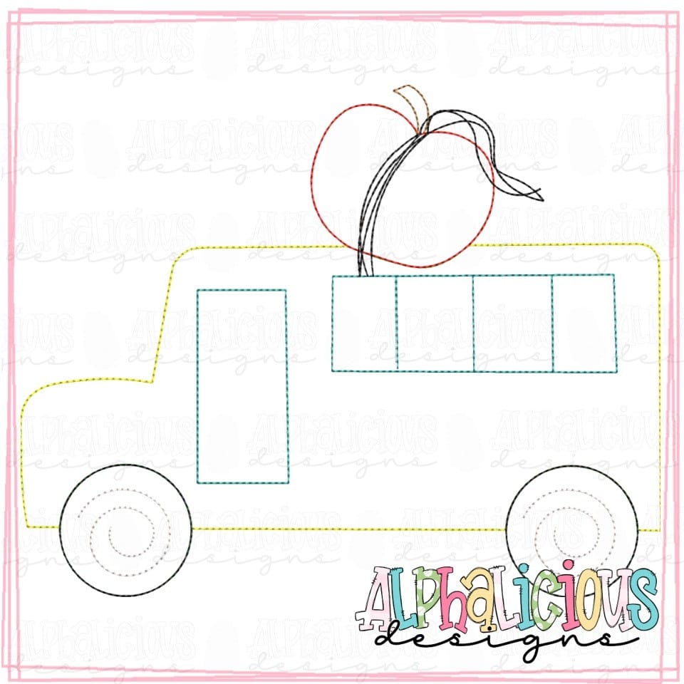 School Bus With Apple On Top - ZigZag